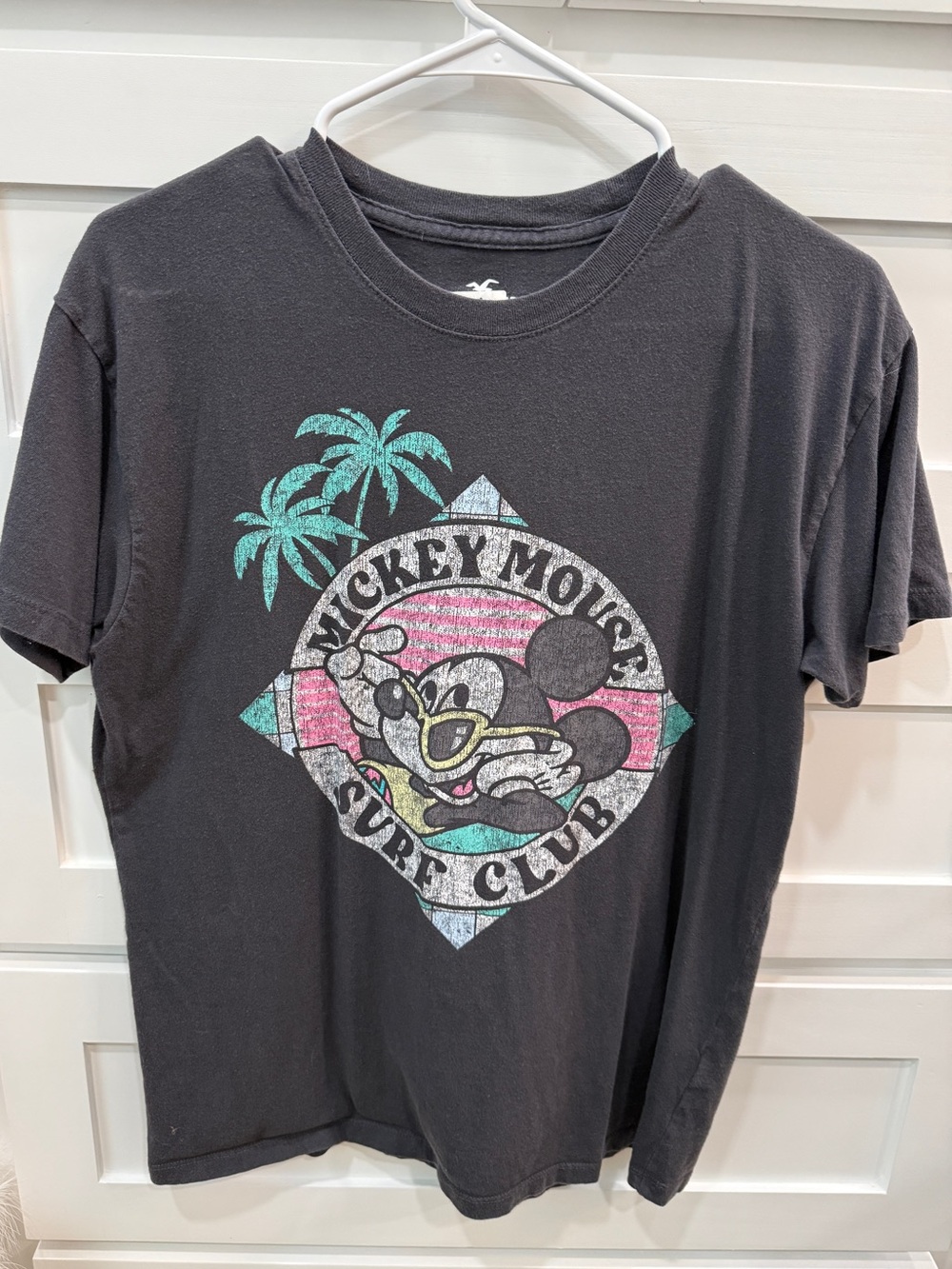 Hollister Charcoal Gray Surf Club Mickey Mouse Graphic Tee